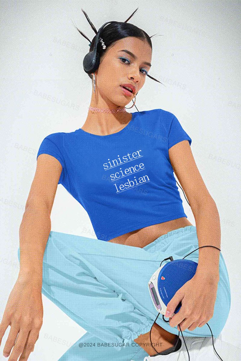 Sinister Science Lesbian Y2K Baby Tee