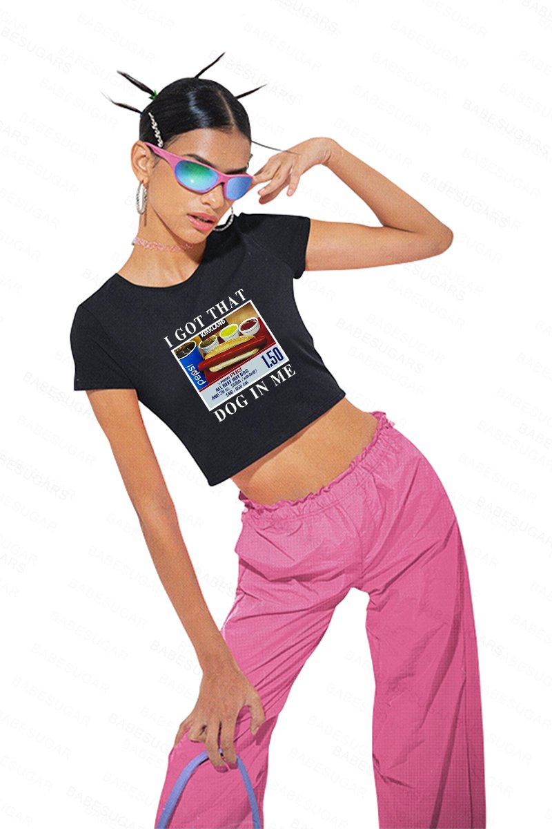 I Got That Hot Dog In Me Y2K Baby Tee