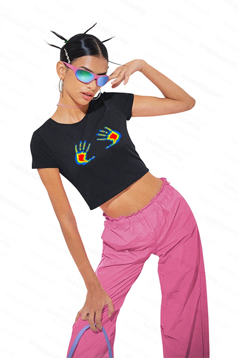 Thermal Hands Y2K Baby Tee