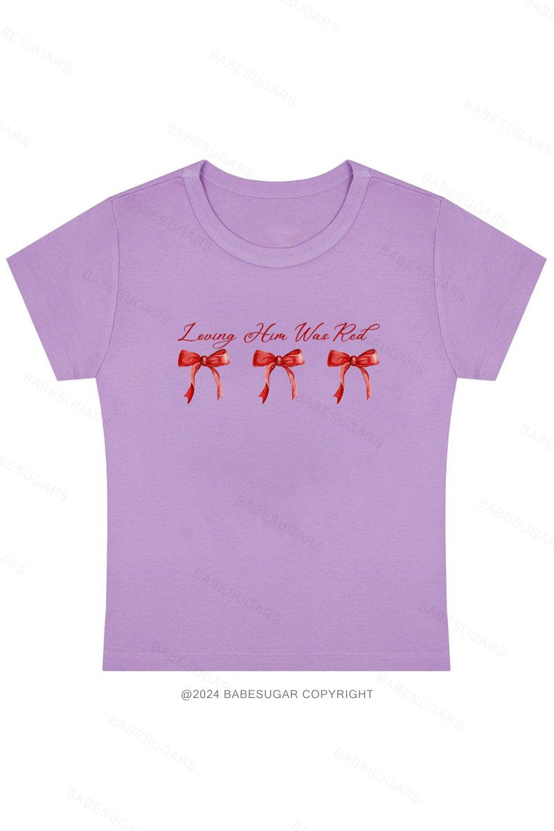Red Bow Print Y2K Baby Tee